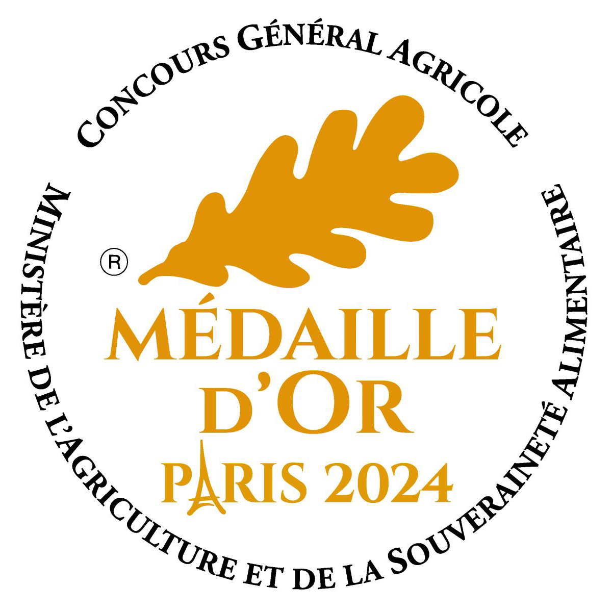 la médaille d’or au concours agricole de 2024 sur notre Calvados Domfrontais 6 ans